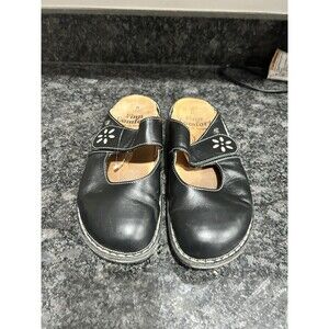Finn Comfort Germany Stanford Black Leather Mary Jane Style Mules Clogs Size 40